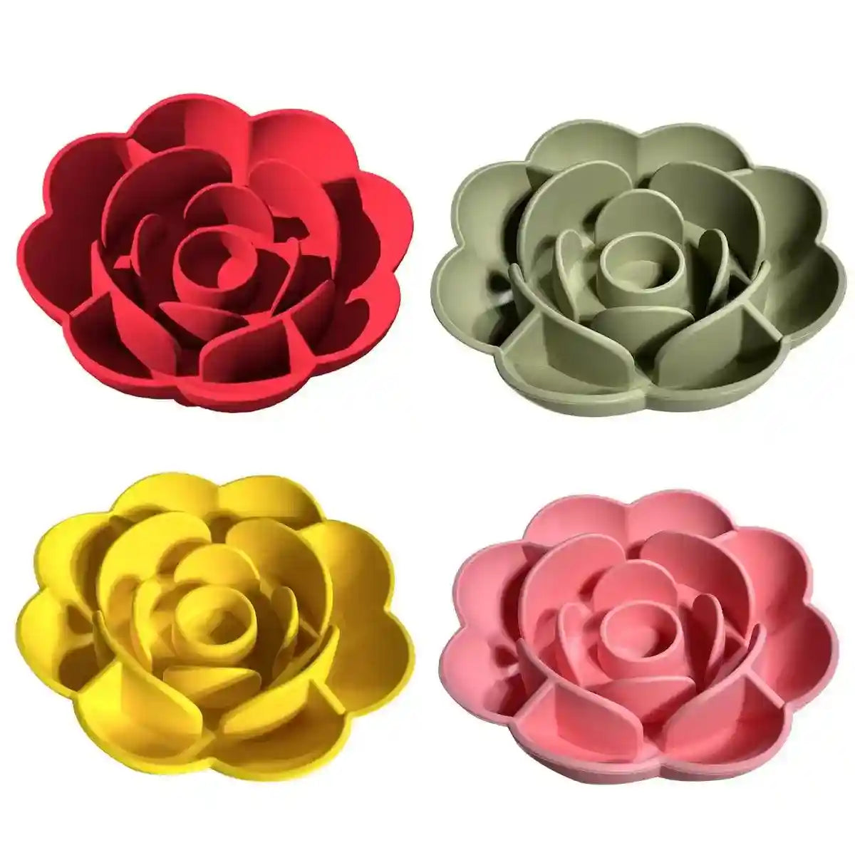 Rose-Shaped Slow Feeder Dog Bowl with Non-Slip Suction Base