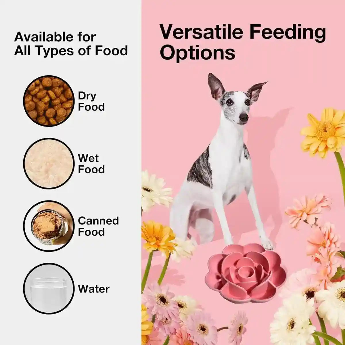 Rose-Shaped Slow Feeder Dog Bowl with Non-Slip Suction Base