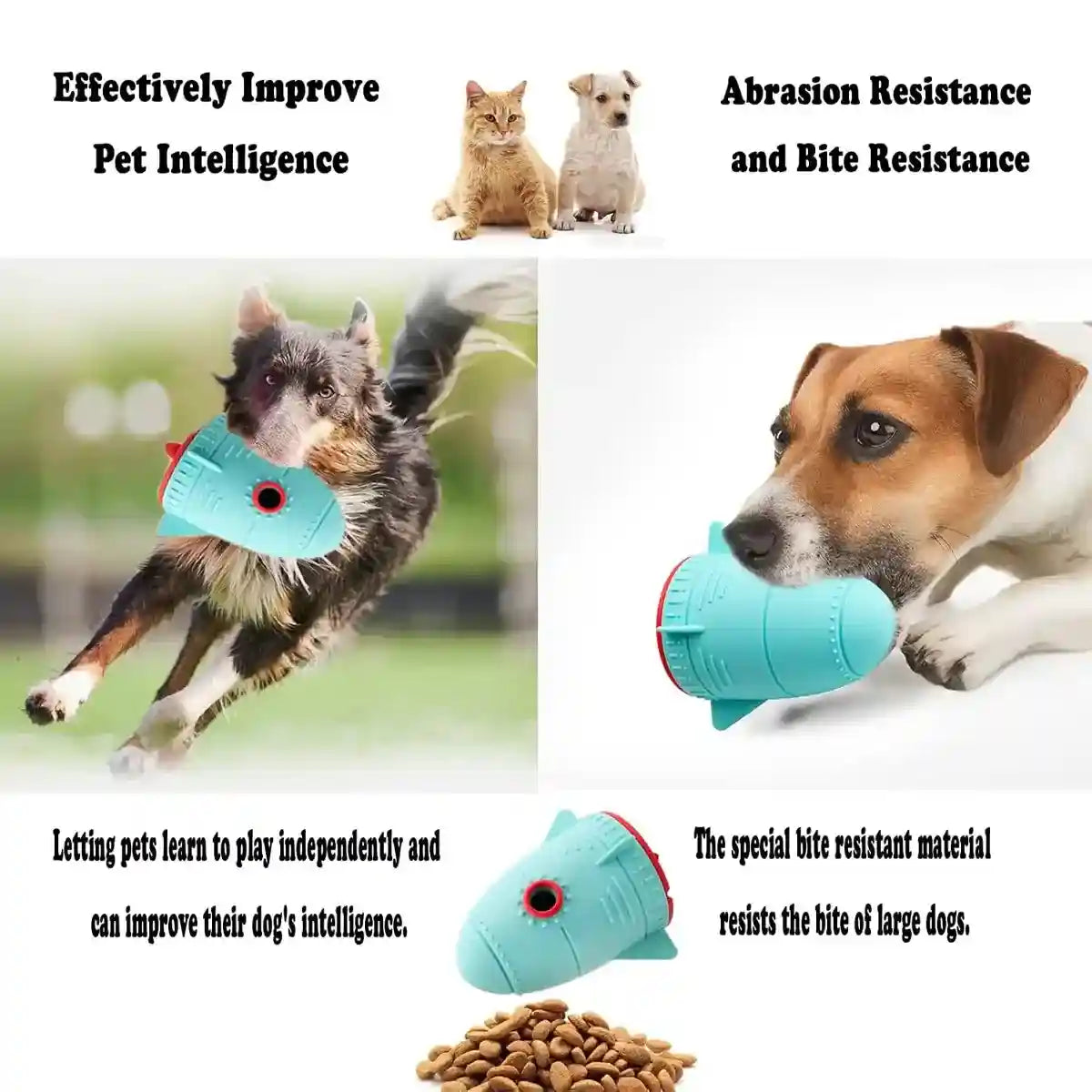 Rocket-Shaped Interactive Toy with Silicone Dog Treat Dispenser