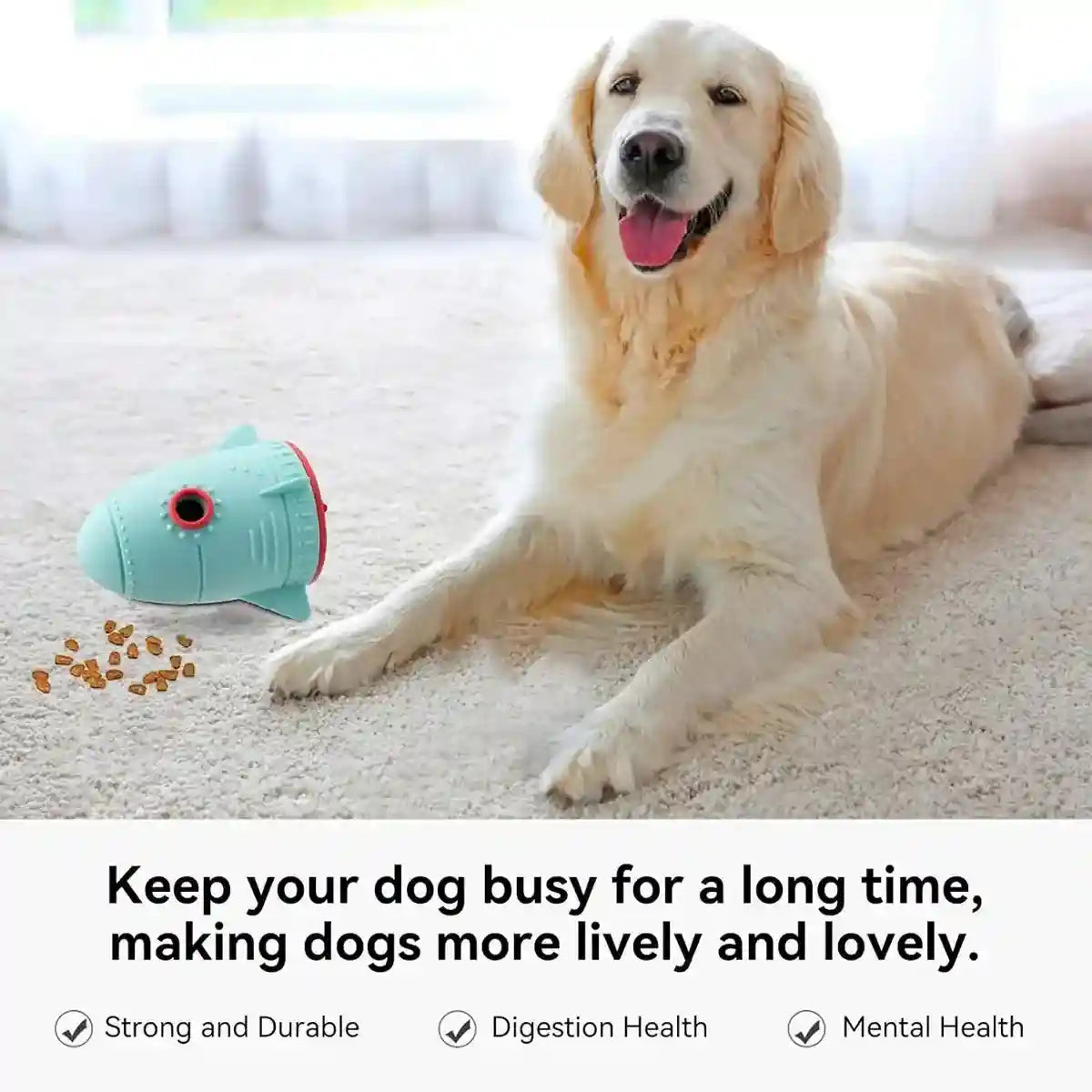 Rocket-Shaped Interactive Toy with Silicone Dog Treat Dispenser