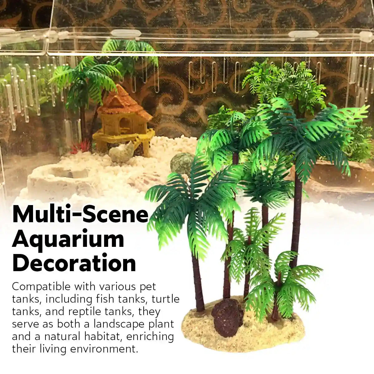 Fish Tank Plastic Coconut Tree Decoration Tropical Aquarium Ornament