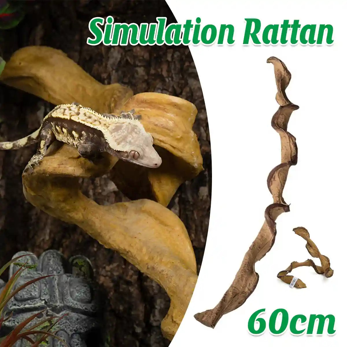 Flexible Reptile Climbing Vine 60cm PU Simulation Branch for Terrarium