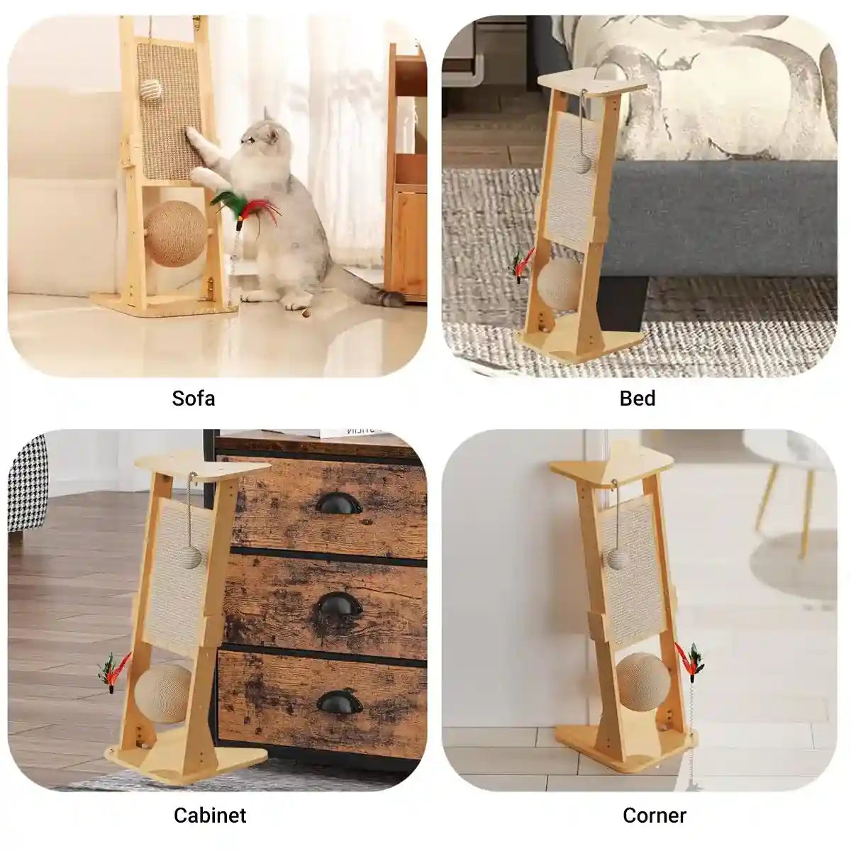 Vertical Play Tower with Sisal Cat Scratching Post and Toys