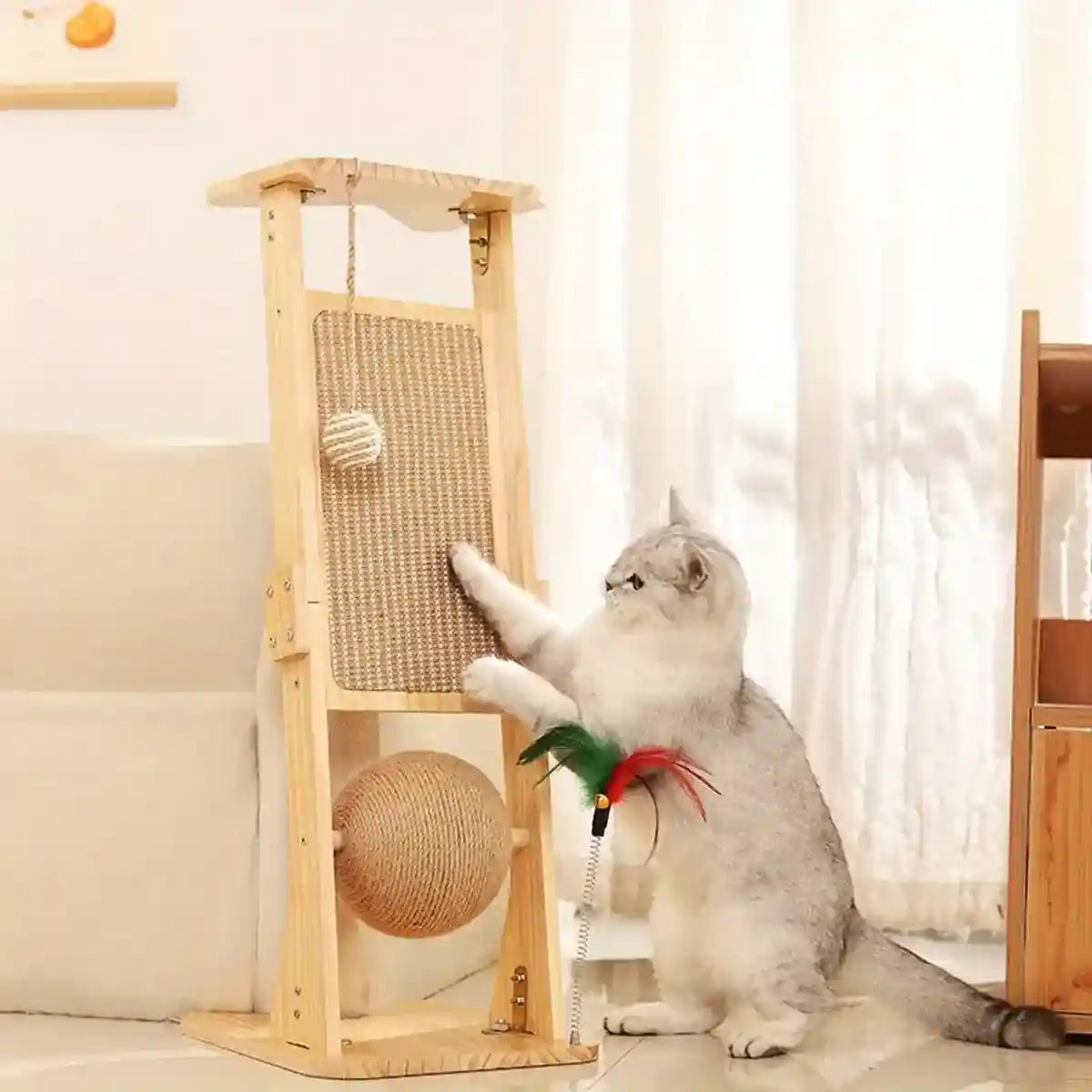 Vertical Play Tower with Sisal Cat Scratching Post and Toys