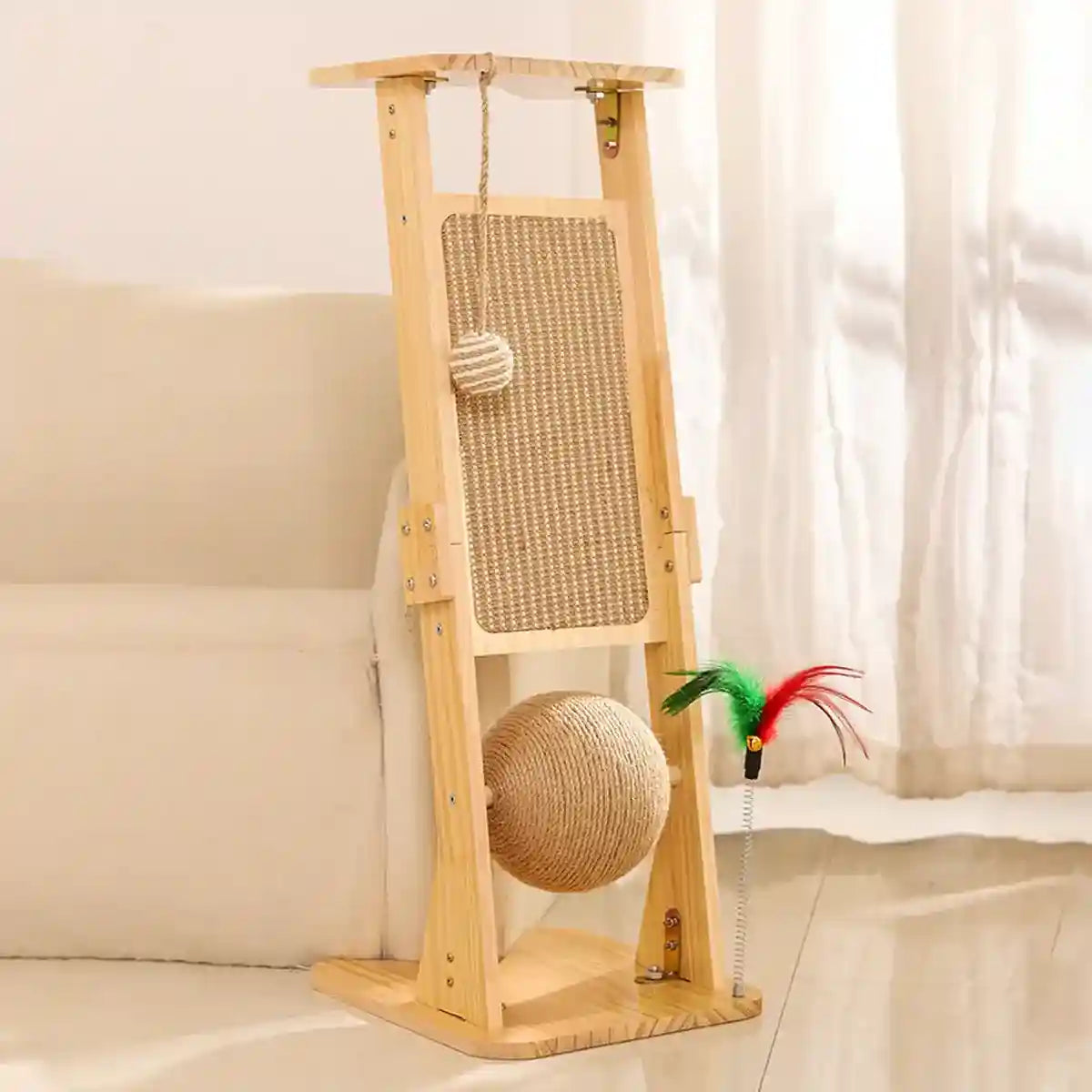 Vertical Play Tower with Sisal Cat Scratching Post and Toys