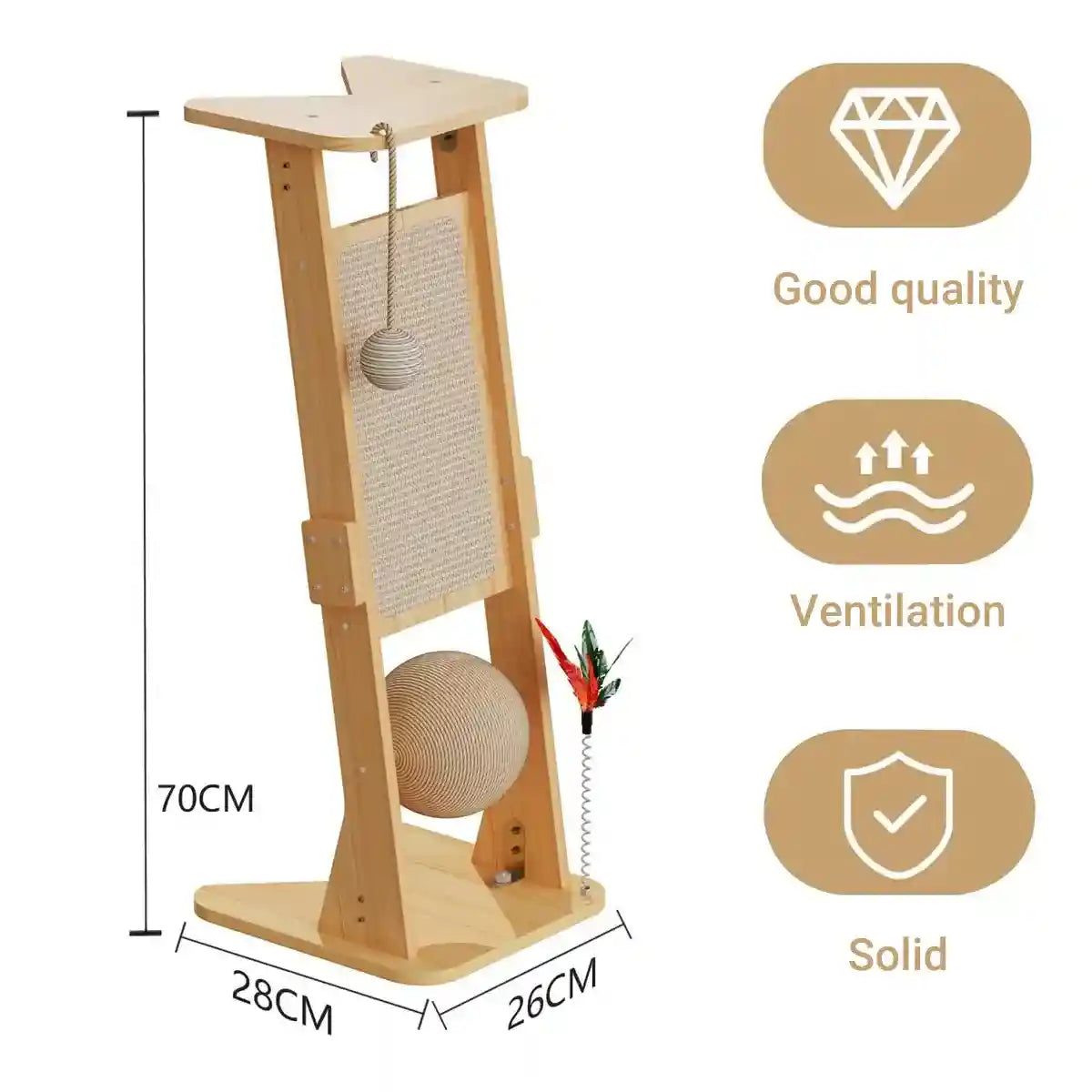 Vertical Play Tower with Sisal Cat Scratching Post and Toys