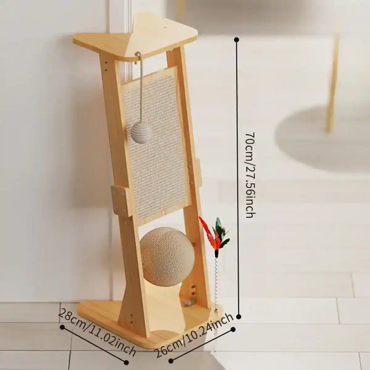 Vertical Play Tower with Sisal Cat Scratching Post and Toys