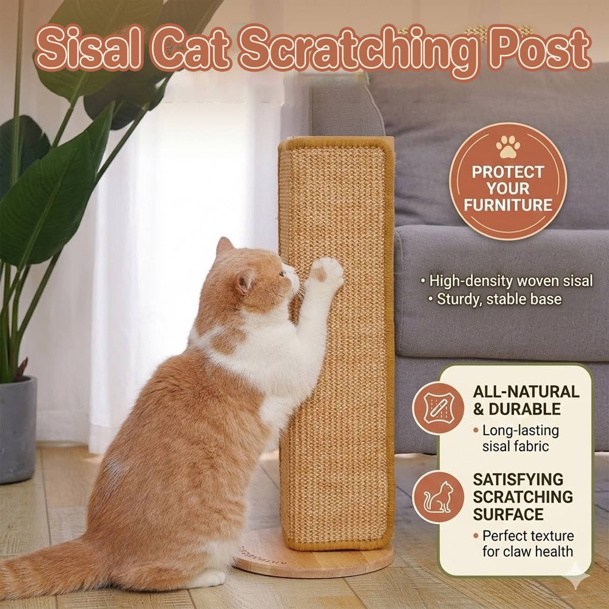 Sisal Cat Scratching Post Furniture Protector