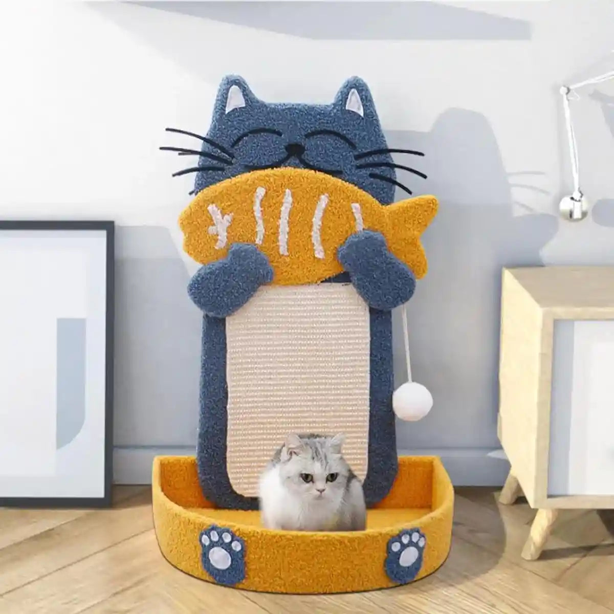 Sisal Cat Climbing Frame with Bed and Interactive Toy Ball