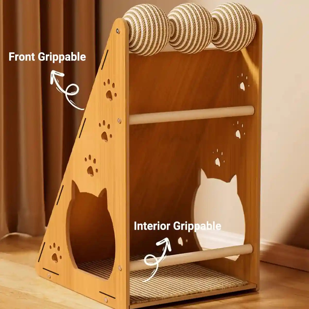 Multifunctional Sisal Cat Scratching Post with Playhouse Design