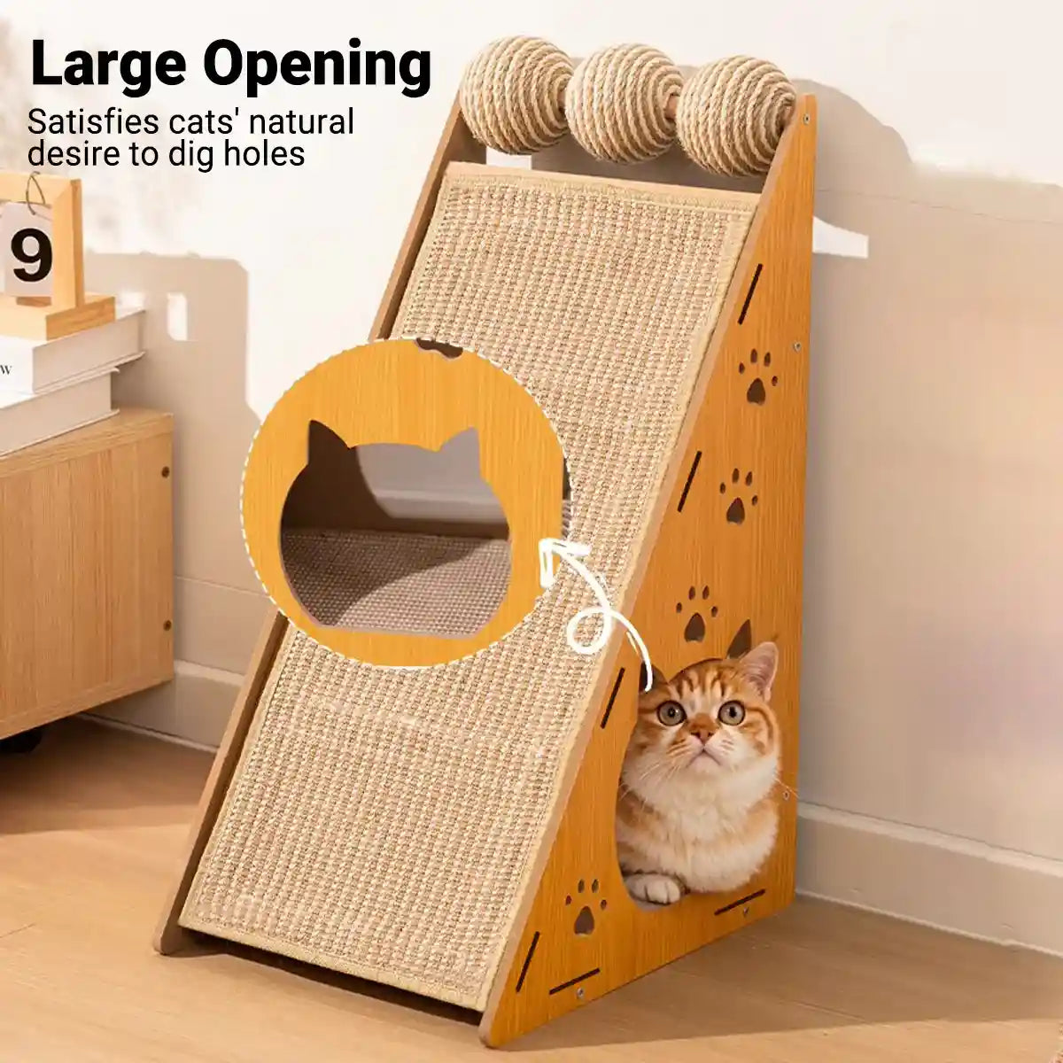 Multifunctional Sisal Cat Scratching Post with Playhouse Design