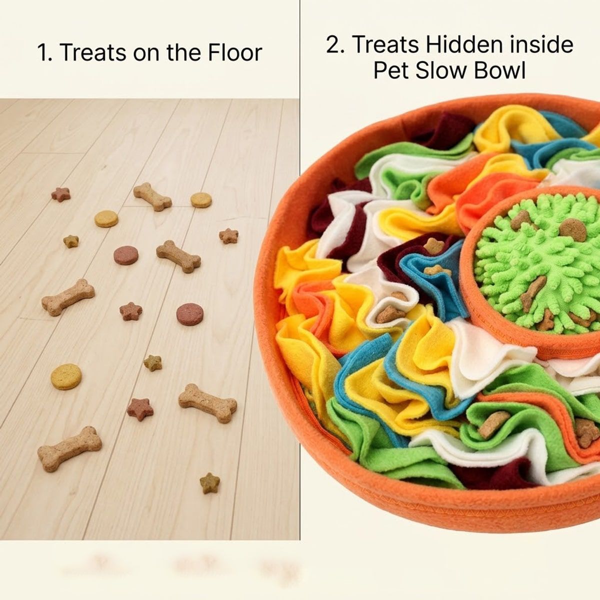 Orange Dog Snuffle Mat with Slow Feeding Bowl