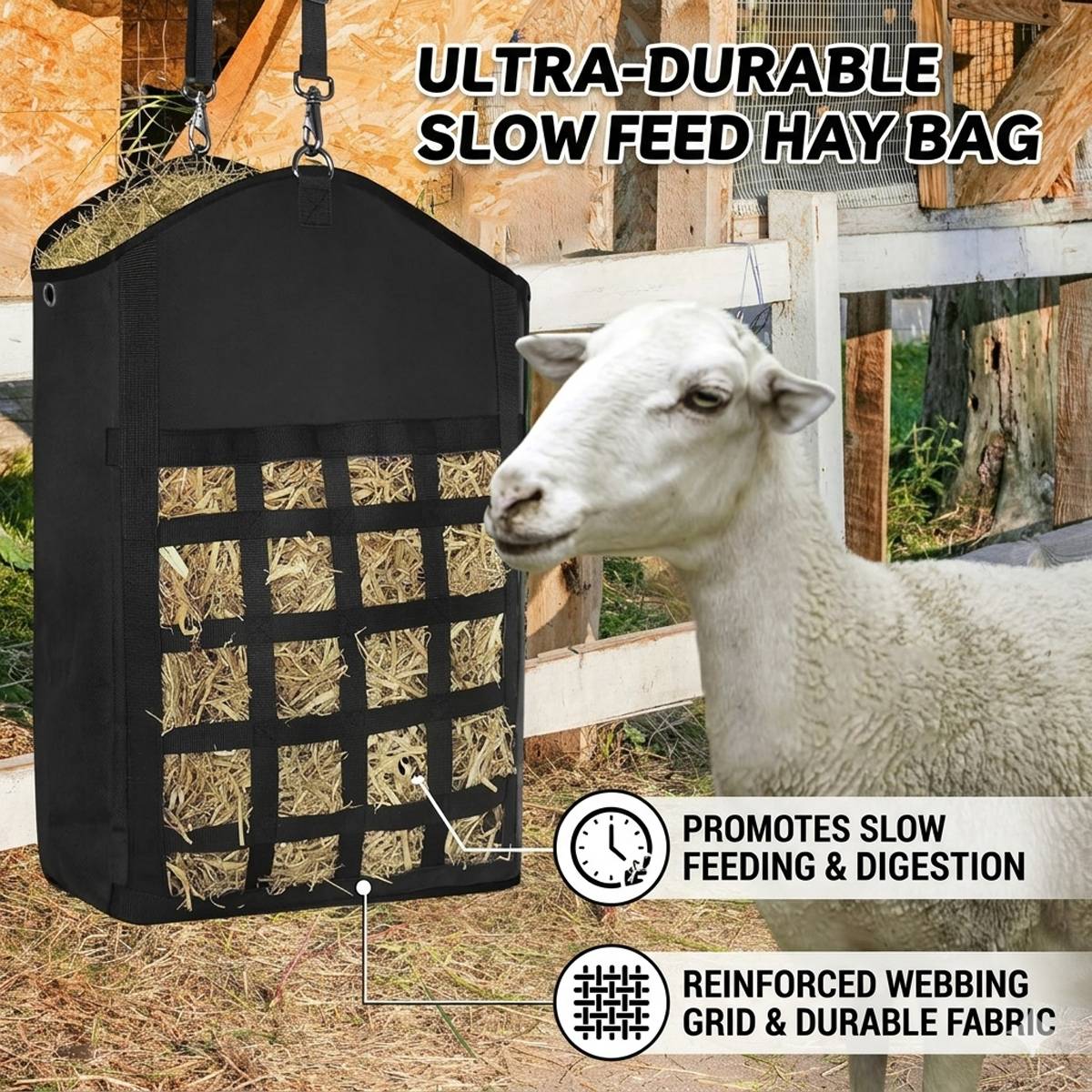 Horse Hay Bag - Heavy Duty Livestock Hay Storage Tote