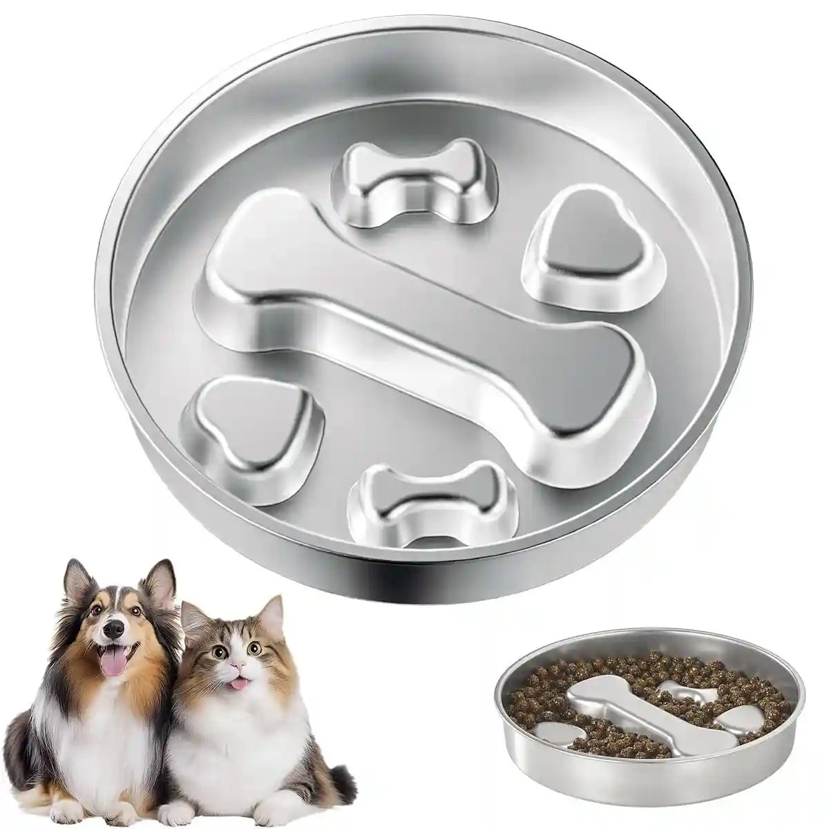 Stainless Steel Dog Slow Feeder Anti-Choke Pet Feeding Dish