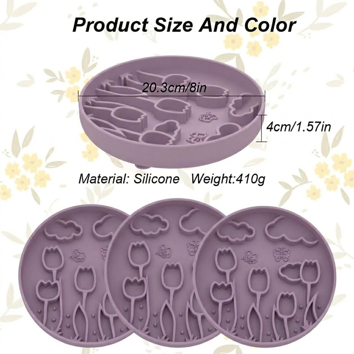 Purple Silicone Slow Feeder Mat for Pets