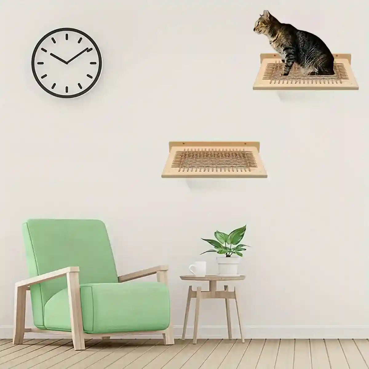 Wall-Mounted Cat Hammock Solid Wood Space-Saving Cat Shelf