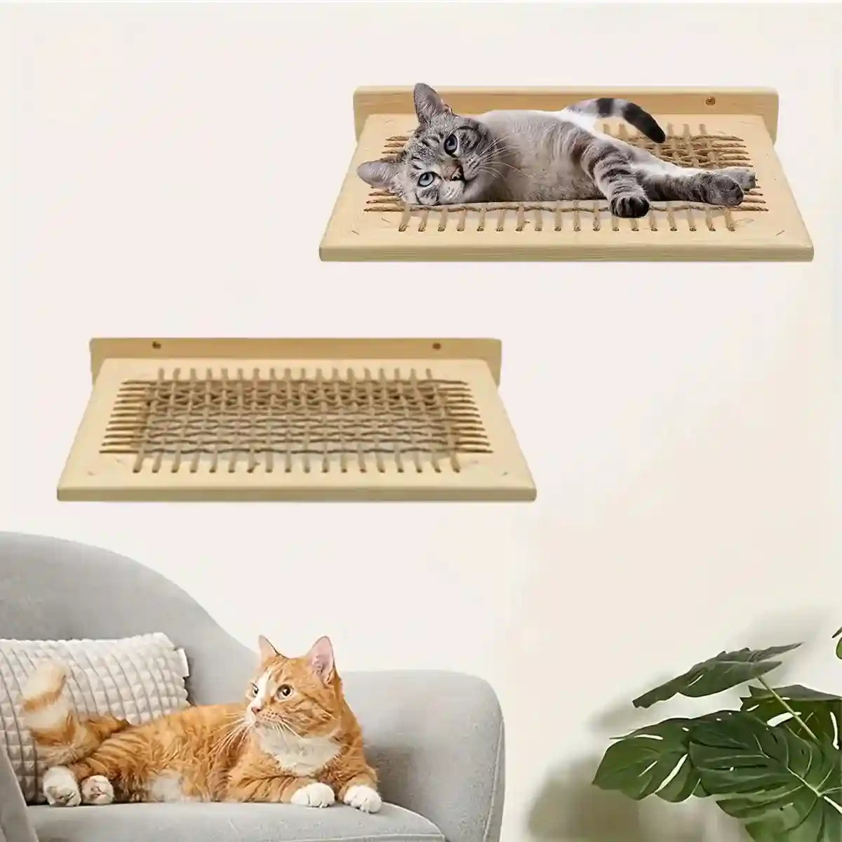Wall-Mounted Cat Hammock Solid Wood Space-Saving Cat Shelf