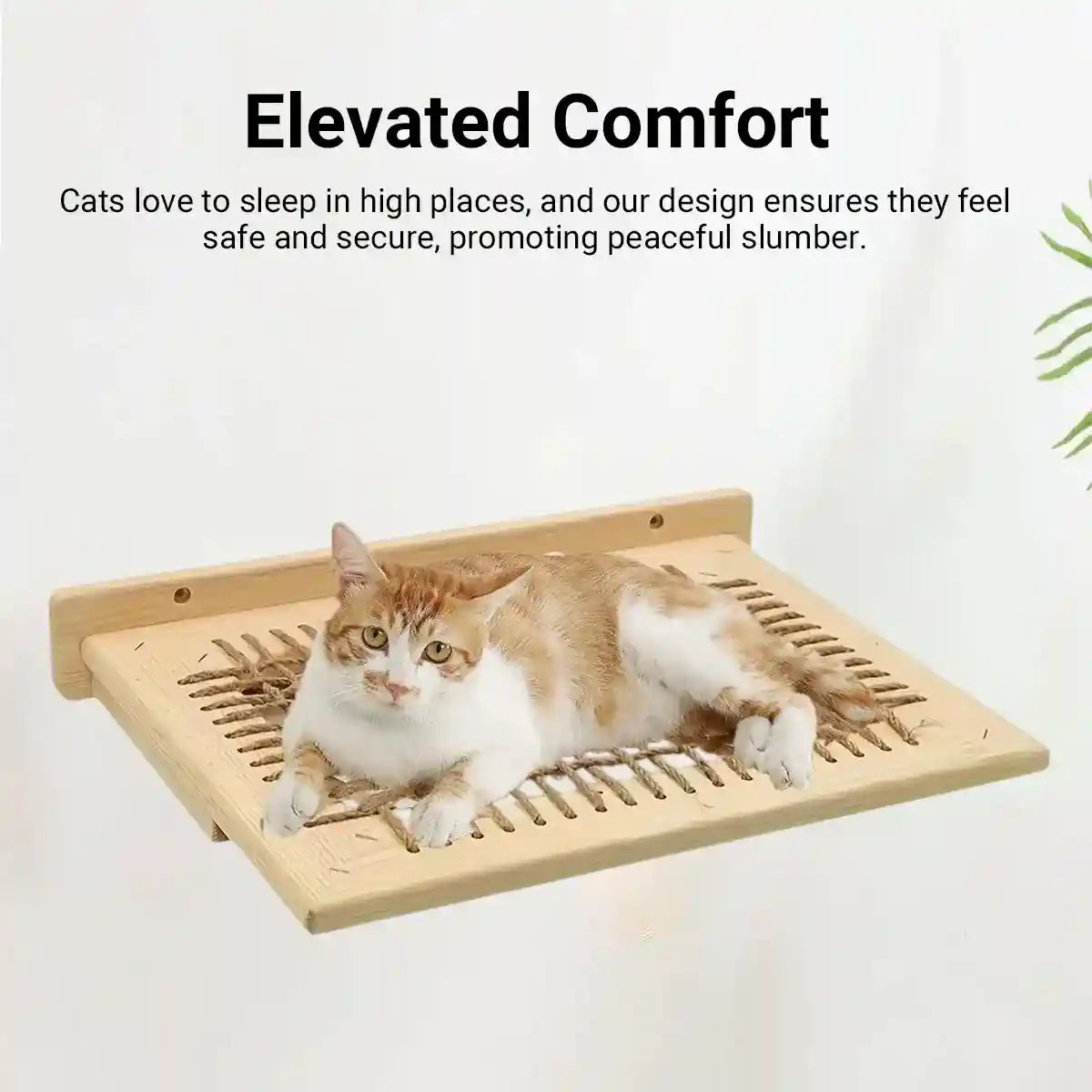 Wall-Mounted Cat Hammock Solid Wood Space-Saving Cat Shelf