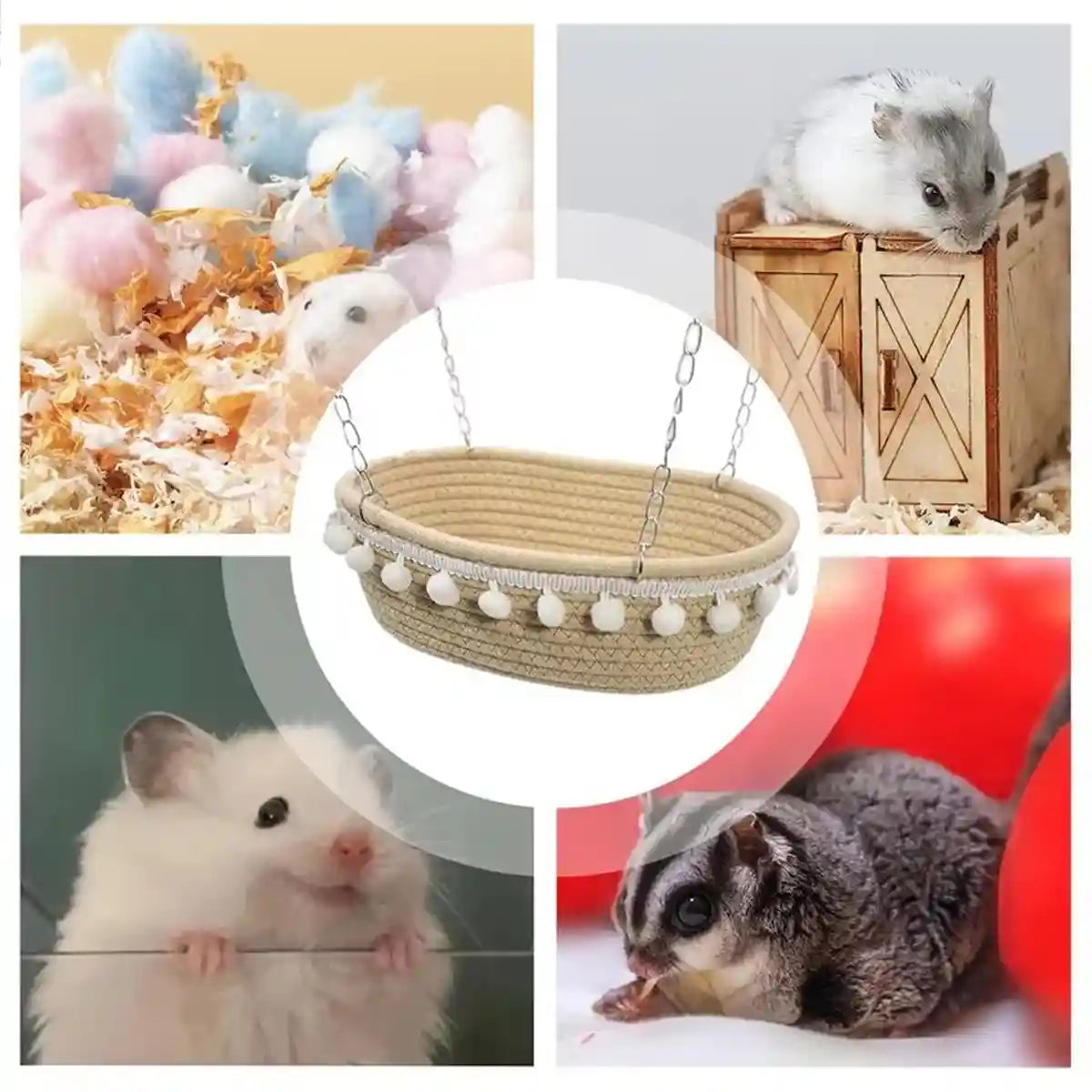 Small Pet Hammock Hanging Bed for Hamsters and Rabbits