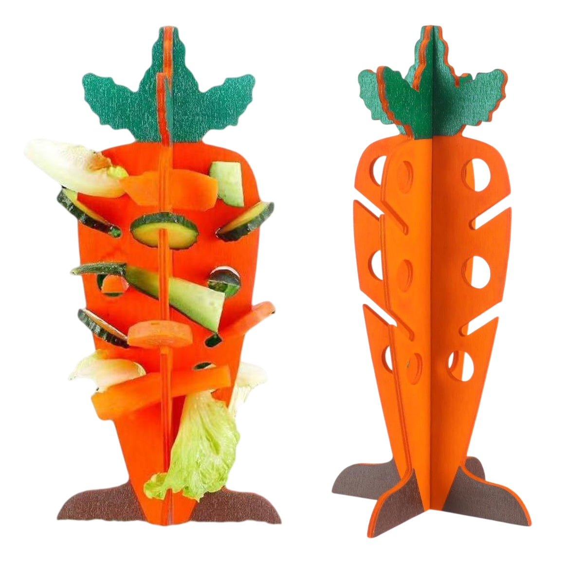 Wooden Small Pet Food Dispenser Carrot Shape