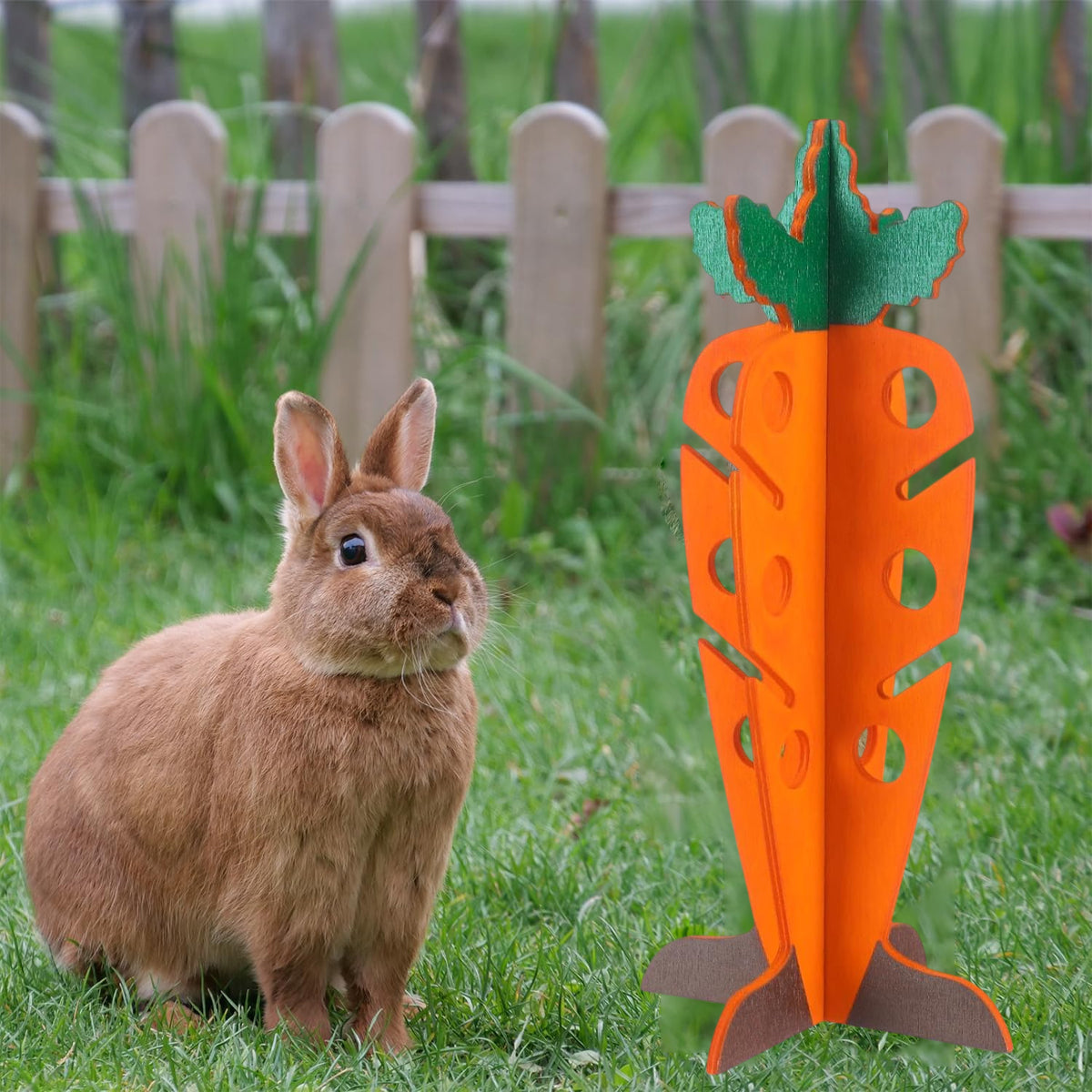 Wooden Small Pet Food Dispenser Carrot Shape