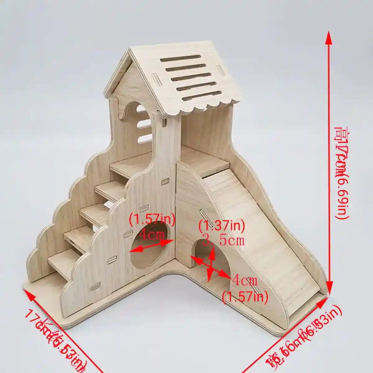 Fun Wooden Hamster Playground Slide for Small Pets Cage