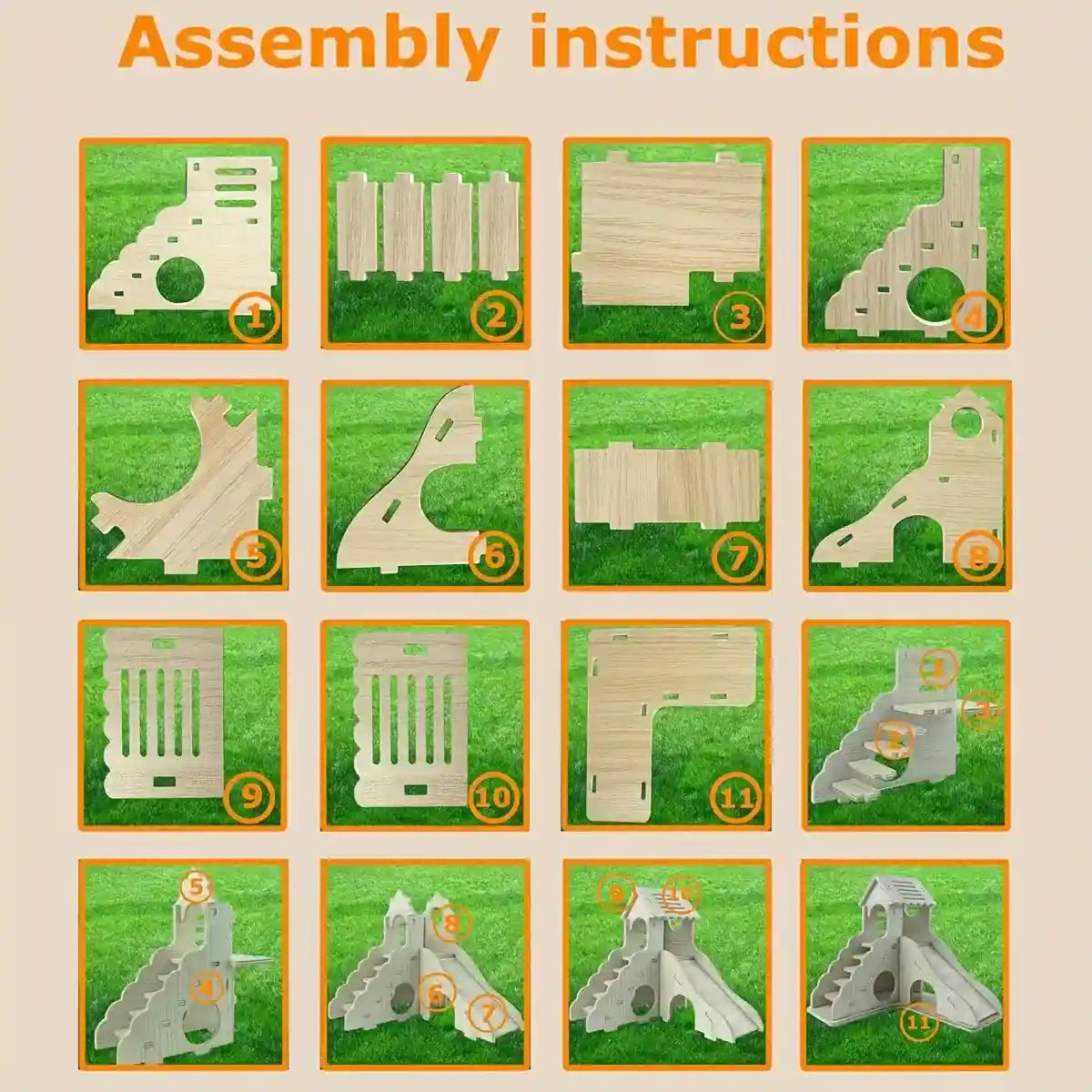 Fun Wooden Hamster Playground Slide for Small Pets Cage