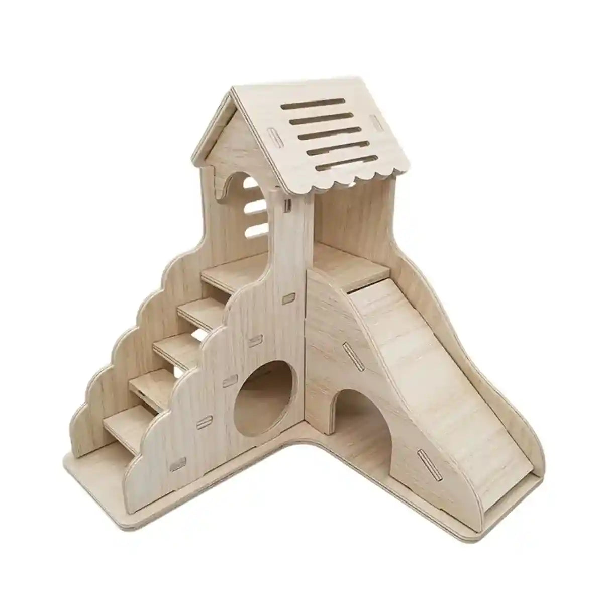 Fun Wooden Hamster Playground Slide for Small Pets Cage