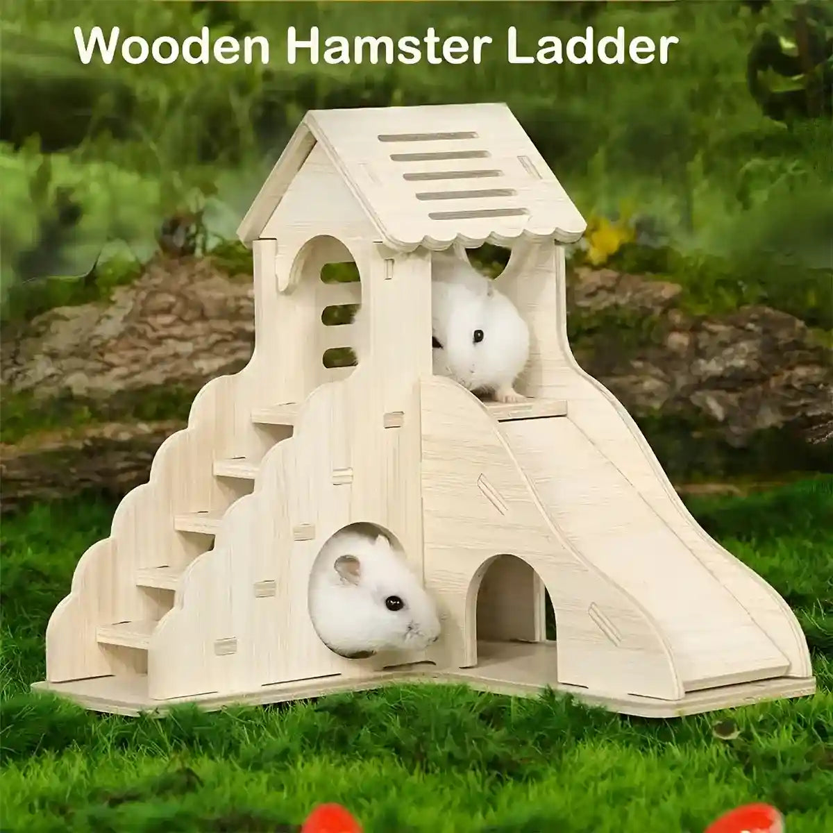 Fun Wooden Hamster Playground Slide for Small Pets Cage