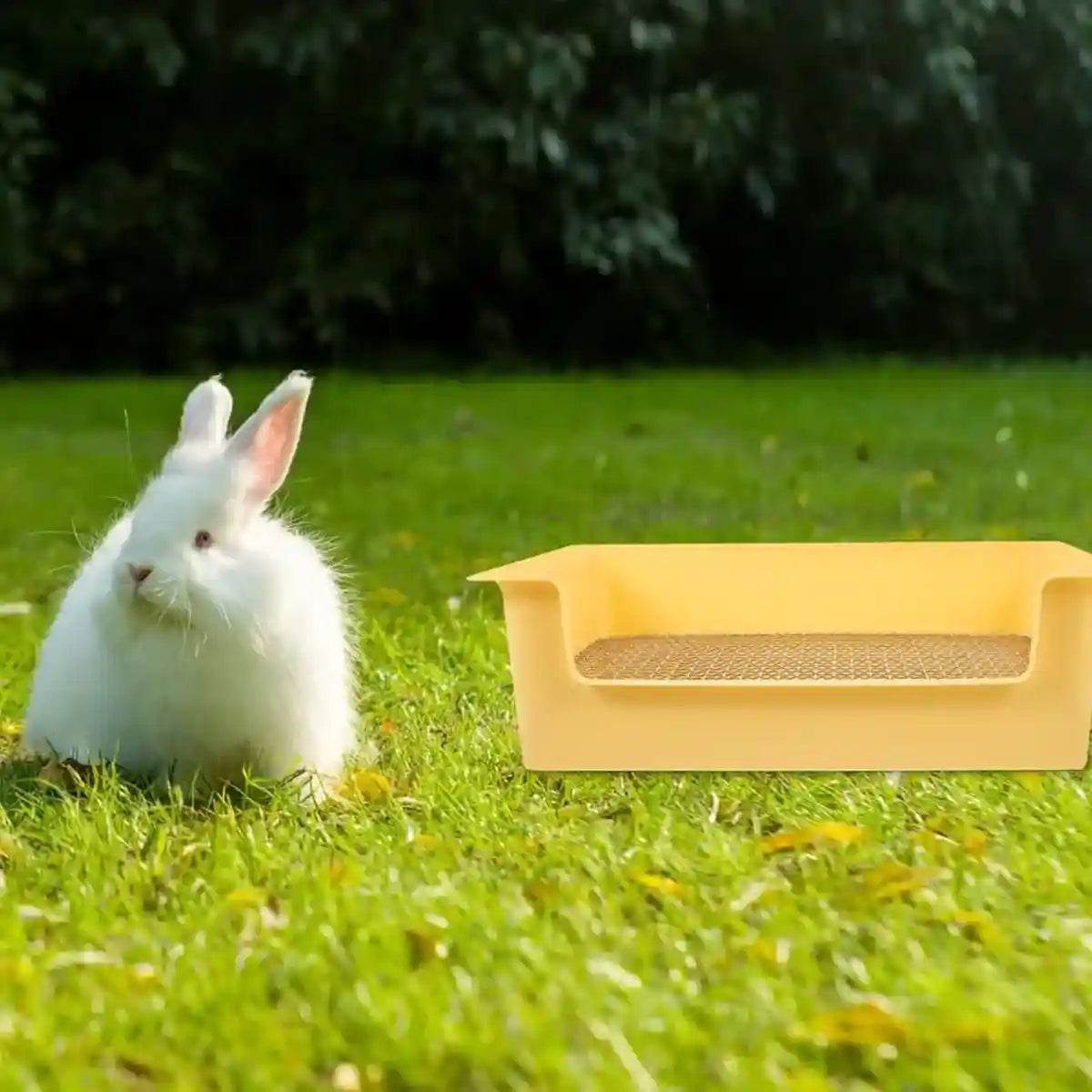 Hygienic Cage Setup with Stainless Grid Rabbit Litter Box