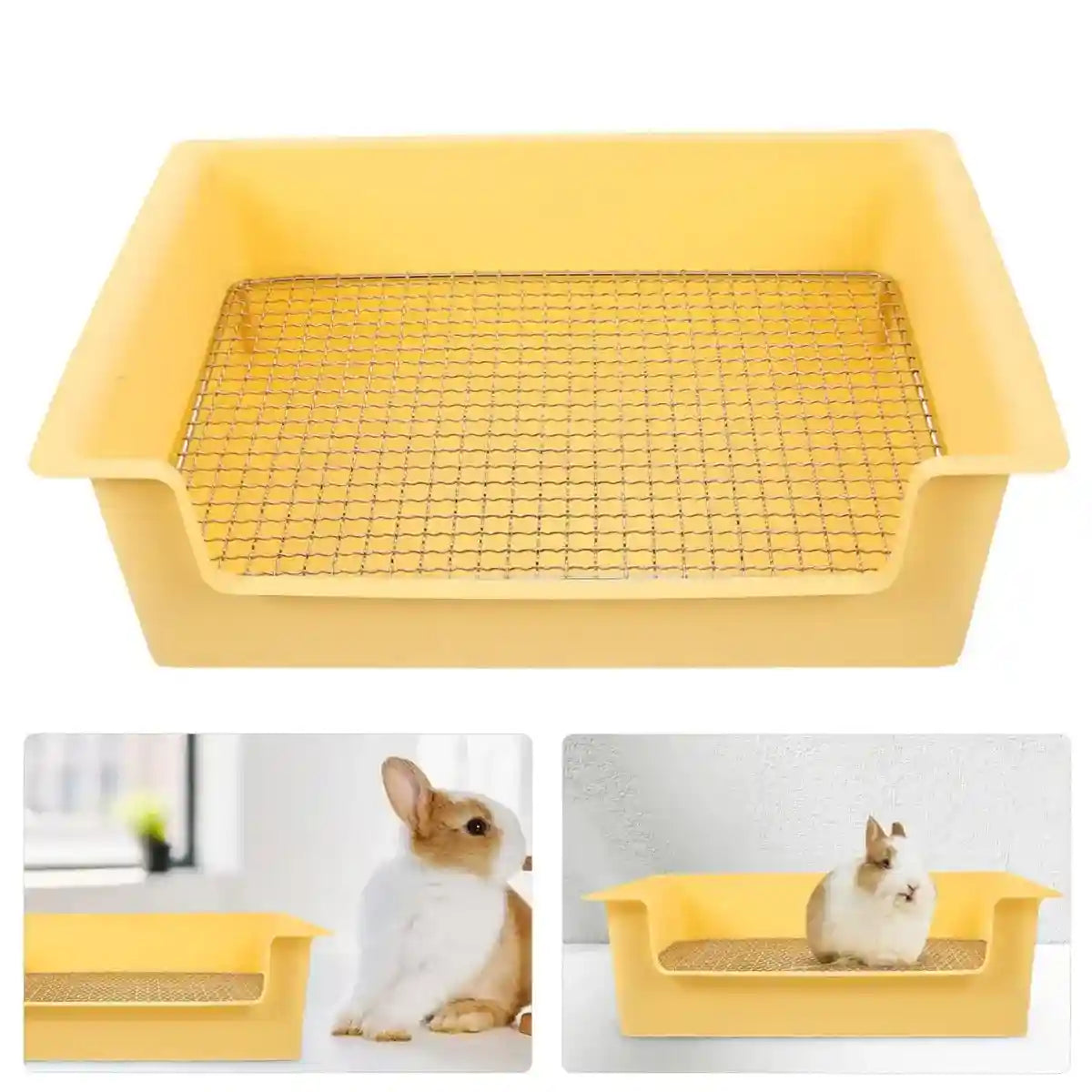 Hygienic Cage Setup with Stainless Grid Rabbit Litter Box