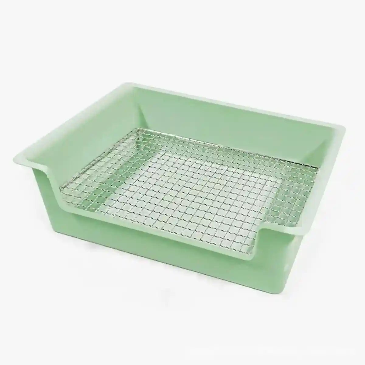 Hygienic Cage Setup with Stainless Grid Rabbit Litter Box