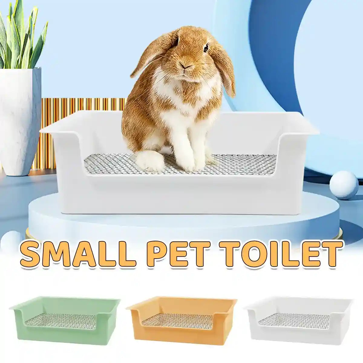 Rabbit litter box with stainless steel grid for small pets hygiene