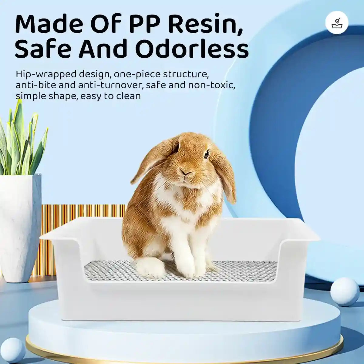 Hygienic Cage Setup with Stainless Grid Rabbit Litter Box