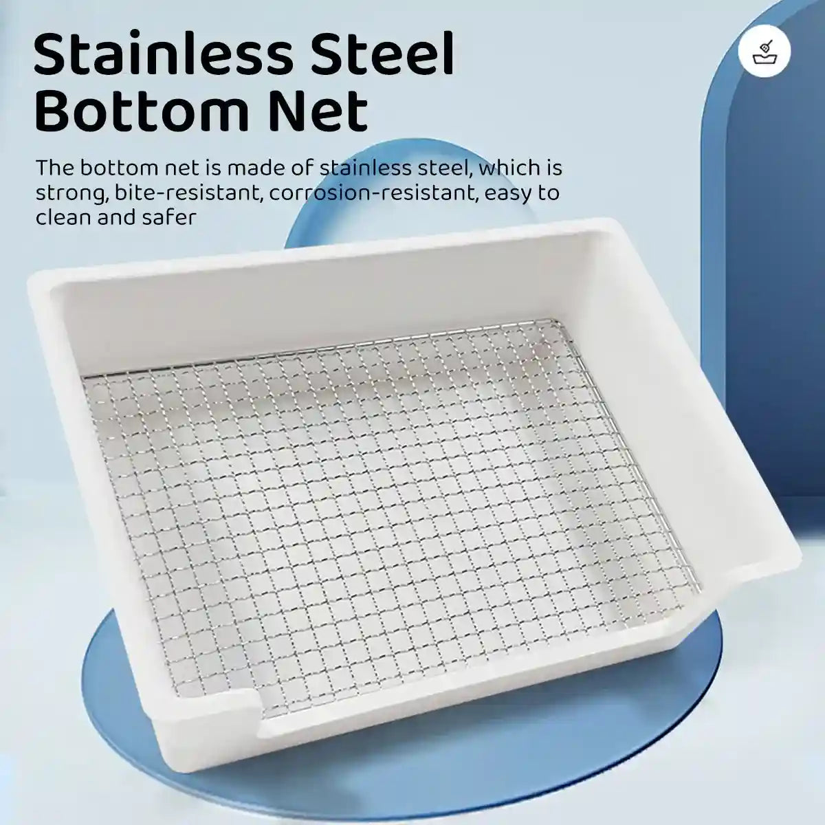 Hygienic Cage Setup with Stainless Grid Rabbit Litter Box