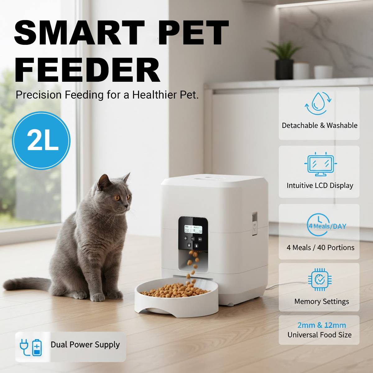 Smart Pet Feeder 2L Automatic Cat And Dog Food Dispenser