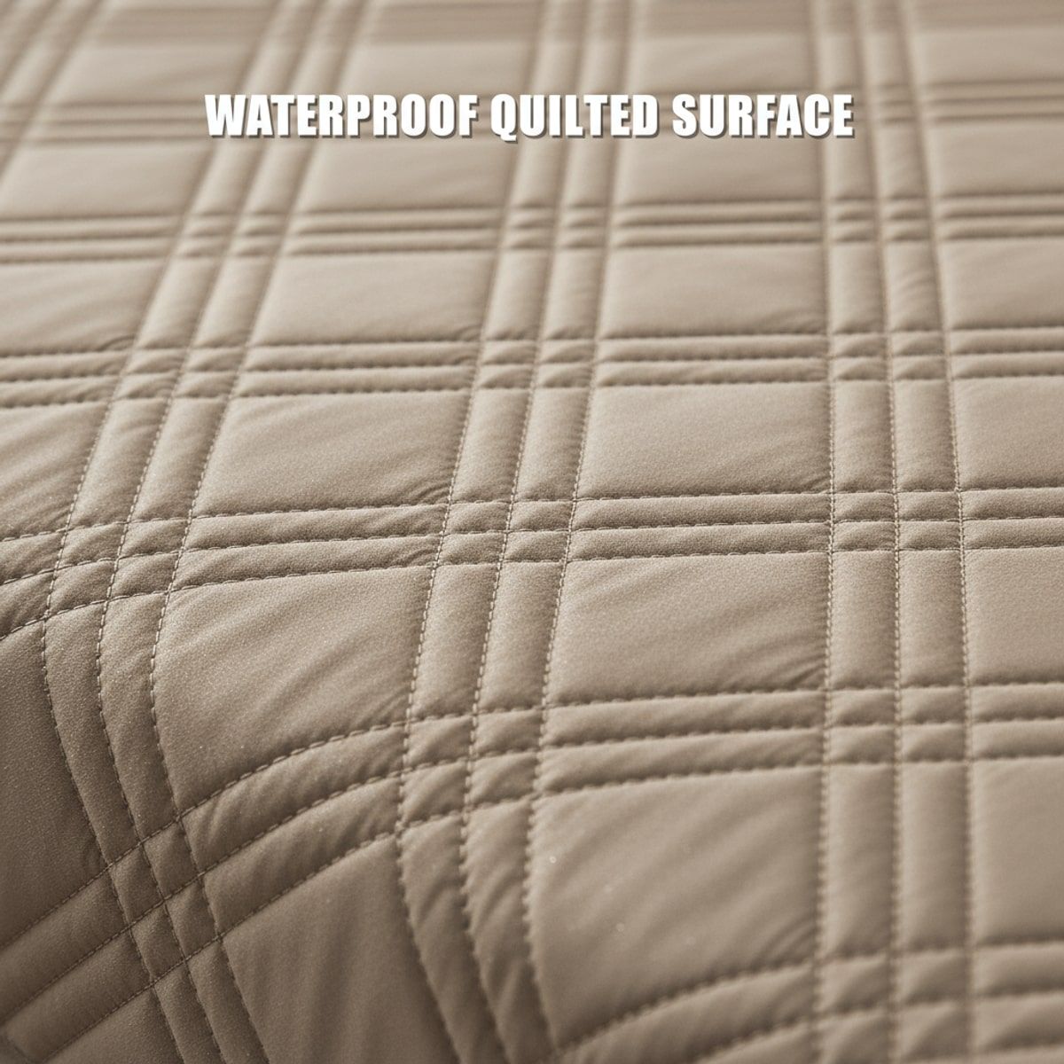2 Pcs Khaki Waterproof Quilted Pet Sofa Covers