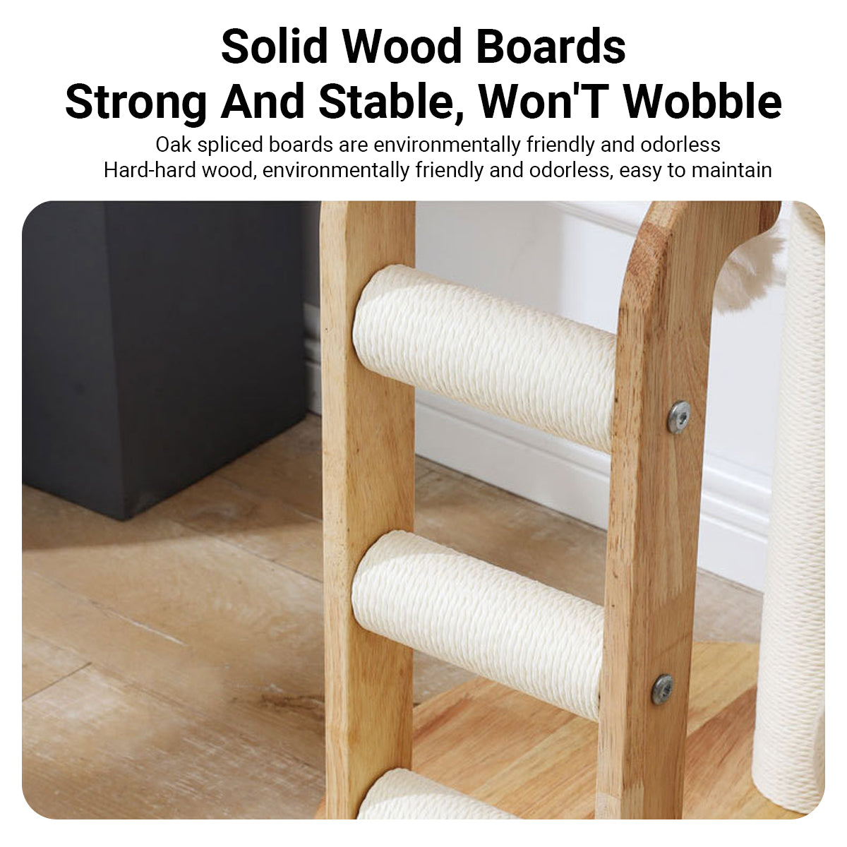 Solid Wood Cat Tree With Sisal Scratching Posts