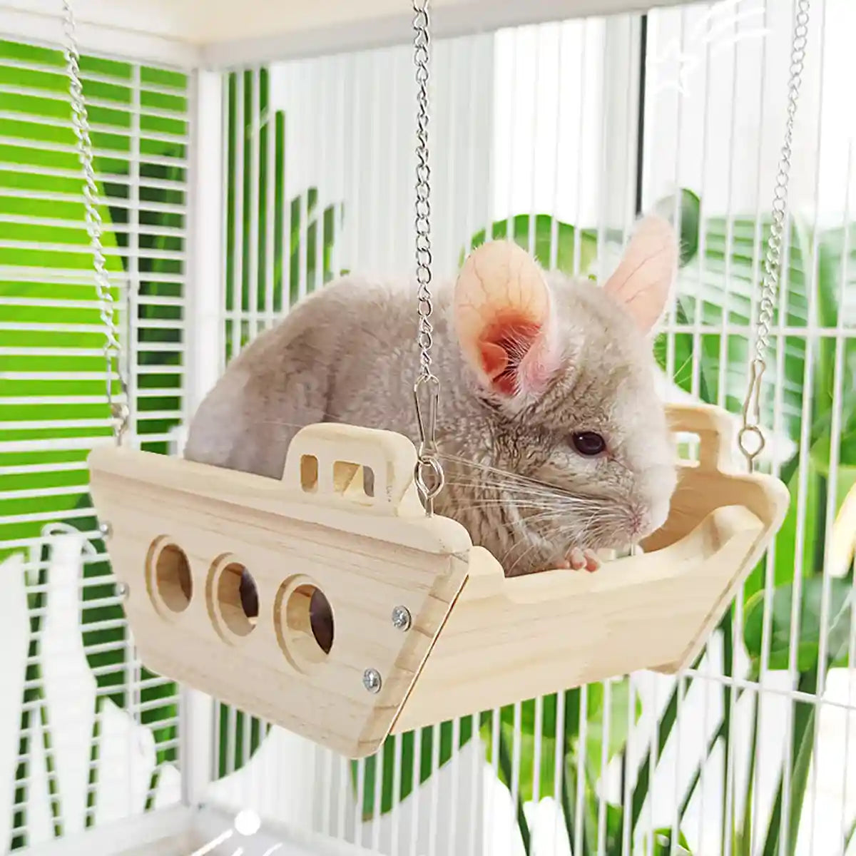 Wooden Hanging Small Animal Hammock Cage Swing Bed for Hamsters & Chinchillas