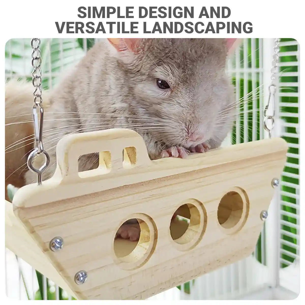 Wooden Hanging Small Animal Hammock Cage Swing Bed for Hamsters & Chinchillas