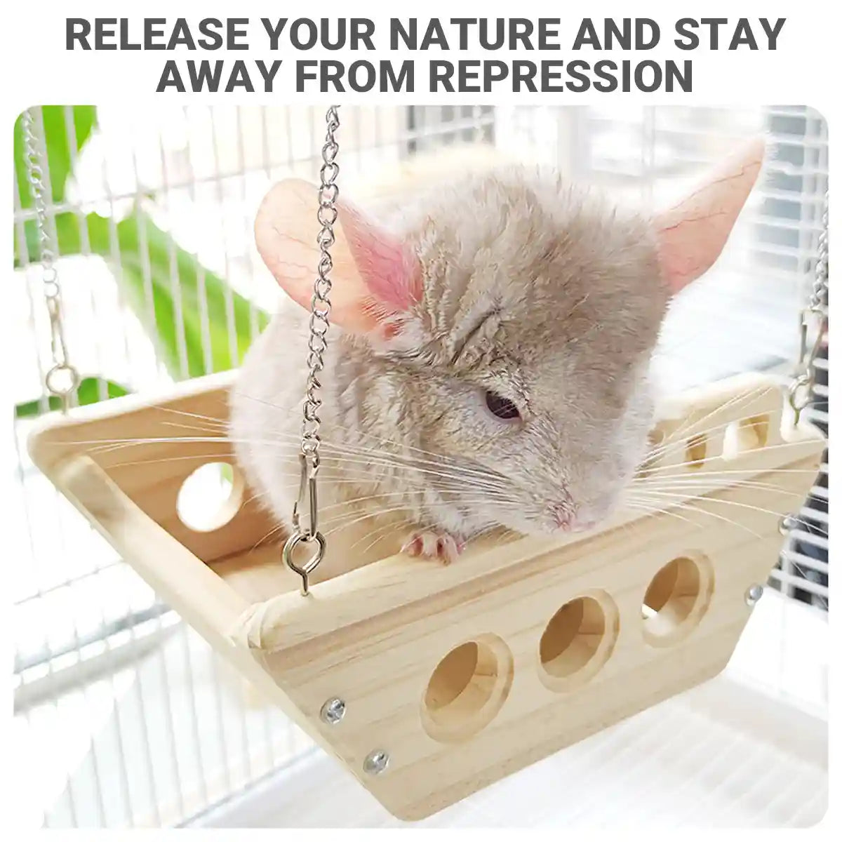 Wooden Hanging Small Animal Hammock Cage Swing Bed for Hamsters & Chinchillas