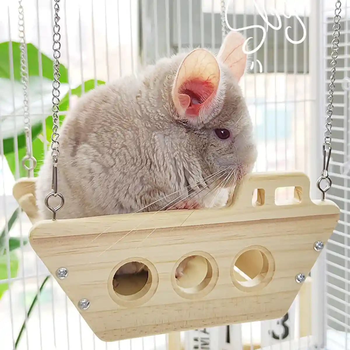 Wooden Hanging Small Animal Hammock Cage Swing Bed for Hamsters & Chinchillas