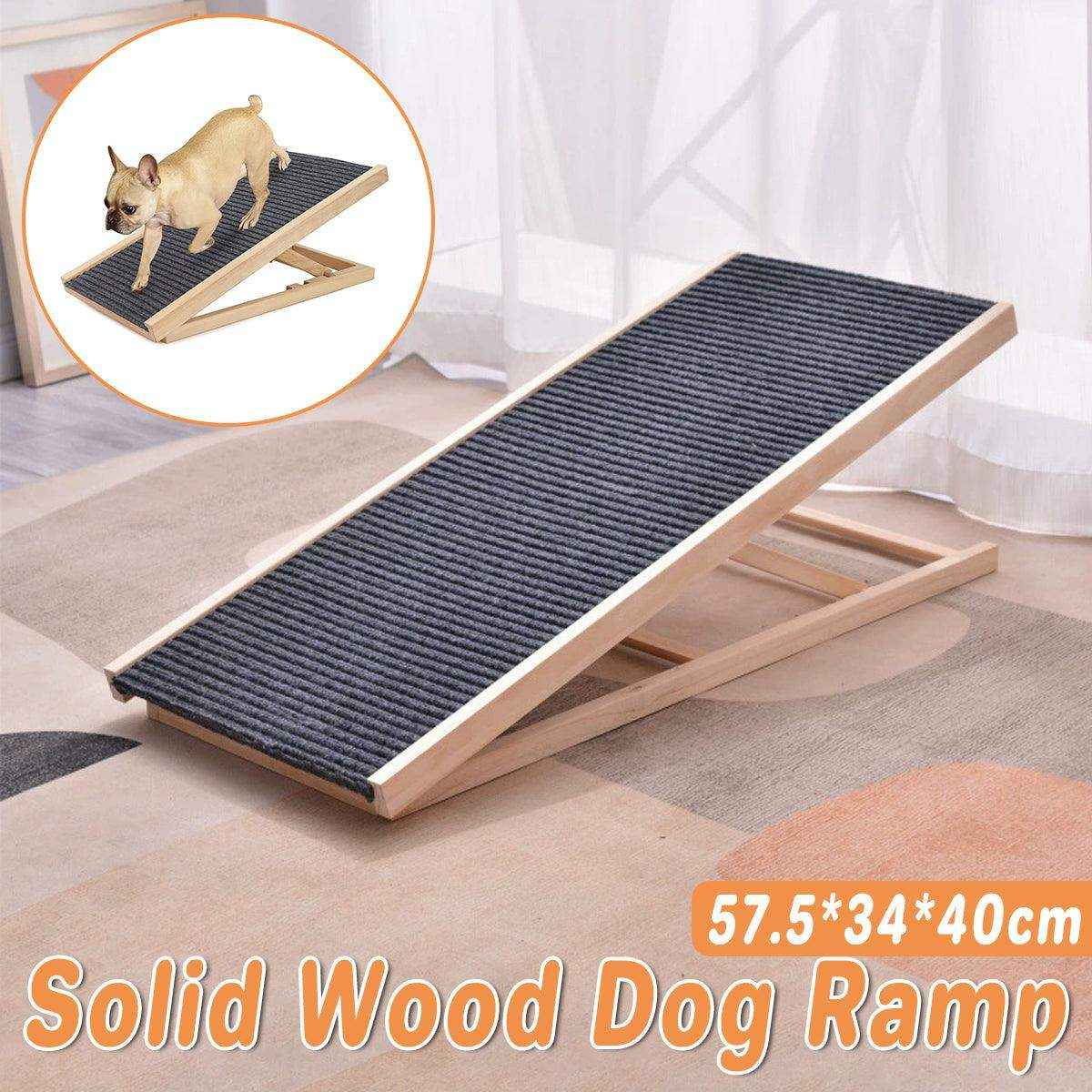Adjustable Dog Ramp for Small Dogs Wooden Ramp with Non-Slip Surface