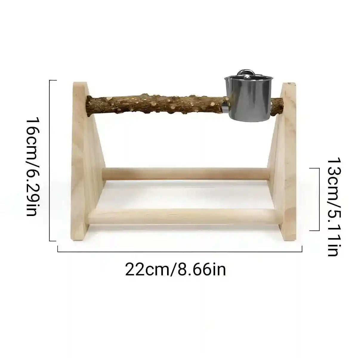 Wooden Desktop Feeder with Bowls Ideal Bird Perch Stand for Small Parrots