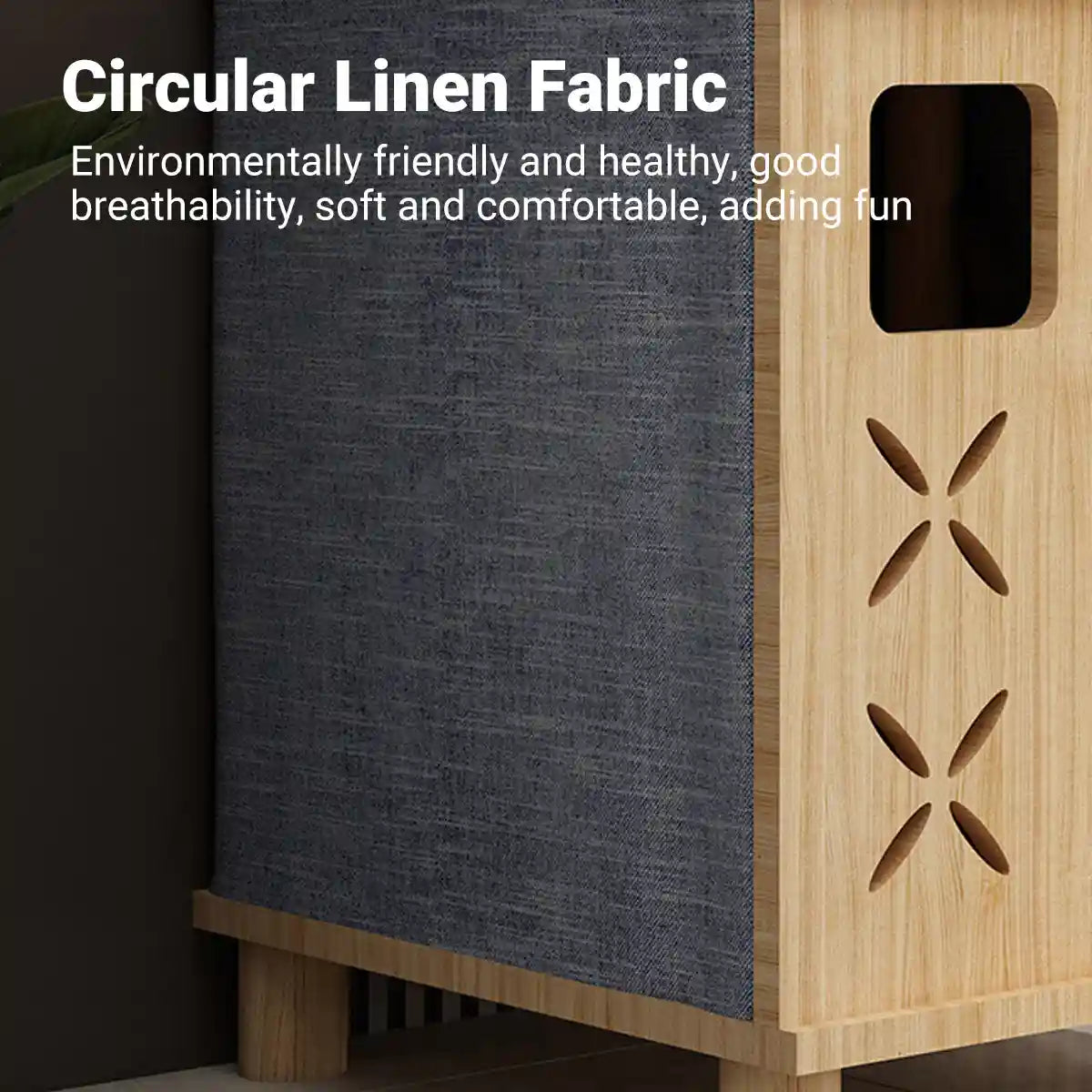 Solid Wood Cat Bed House with Climbing Platform Modern Pet Furniture