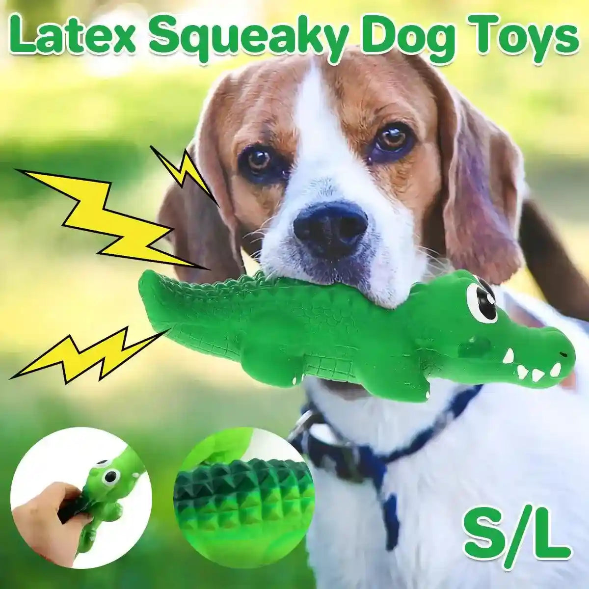 Latex Crocodile Dog Toy Interactive Squeaky Chew Toy for Dogs