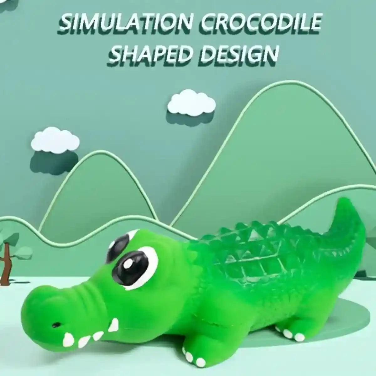 Latex Crocodile Dog Toy Interactive Squeaky Chew Toy for Dogs