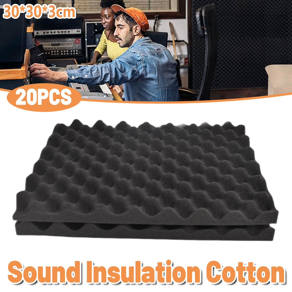 20PCS Acoustic Foam Panels 30x30cm Egg Crate
