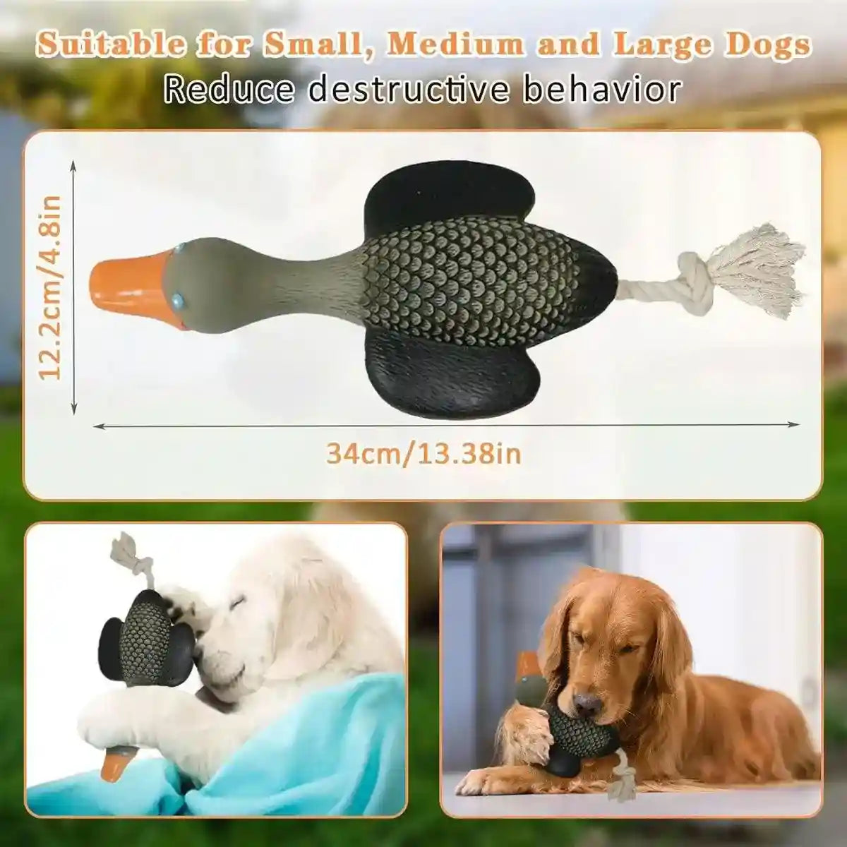 Durable Squeaky Dog Toy with Rope Tail for Interactive Chewing Fun
