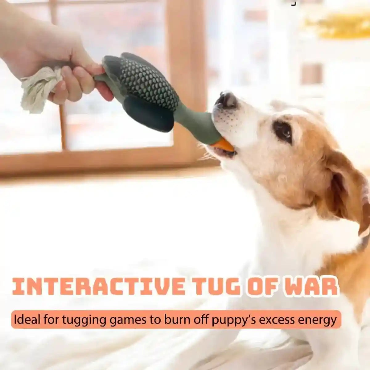 Durable Squeaky Dog Toy with Rope Tail for Interactive Chewing Fun